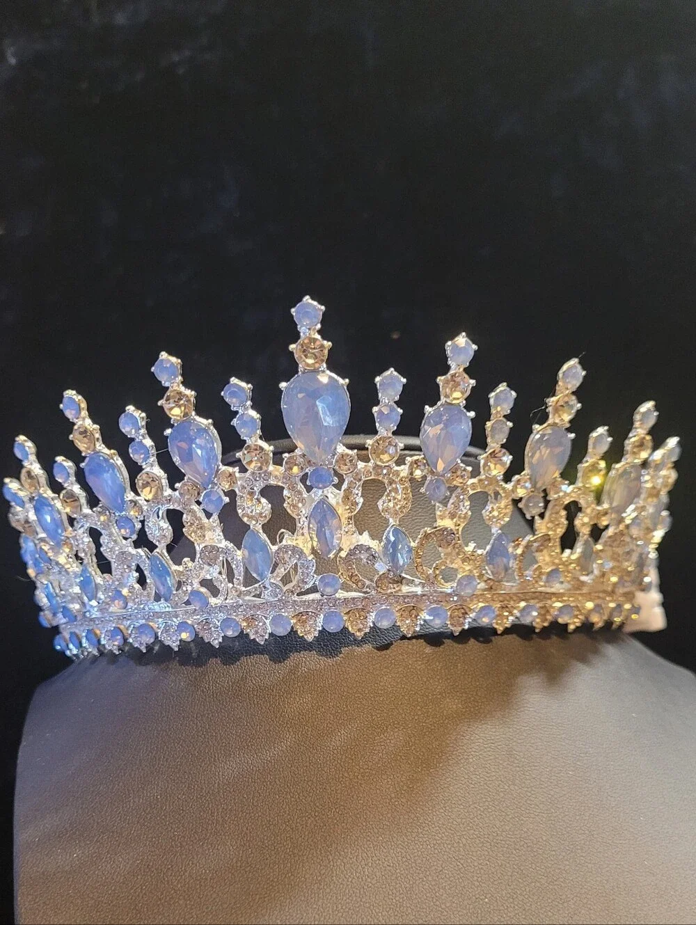 Crystal Tiara Crown with Pale Opal Accents And Rhinestones,